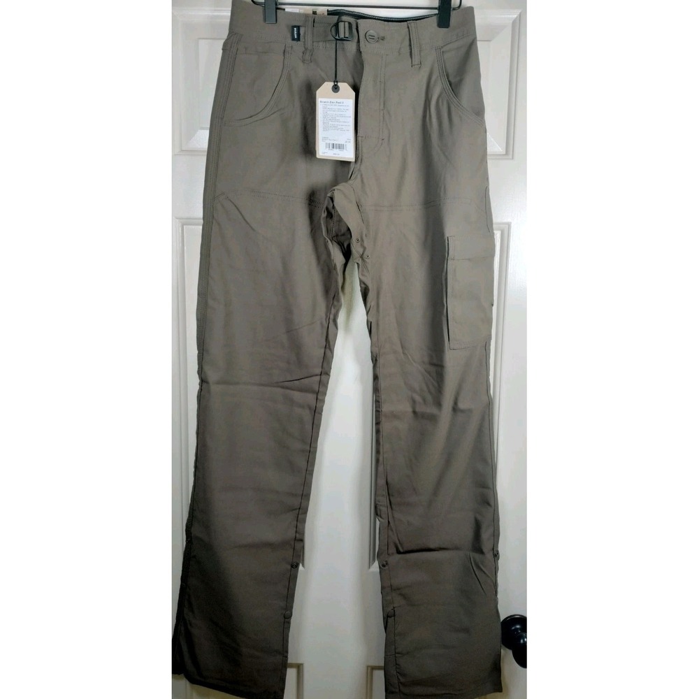NWT prAna Stretch‎ Zion II Pants Mens 28x36 Mud Brown Hiking Cargo (Meas. 30x34)